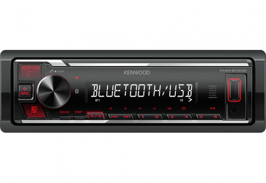 Kenwood KMM-BT209, bilstereo med Bluetooth, USB/AUX och kort chassi
