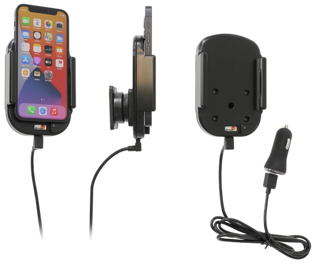 Brodit Qi trådlös aktiv mobilhållare med billaddare, Apple iPhone 12 Mini