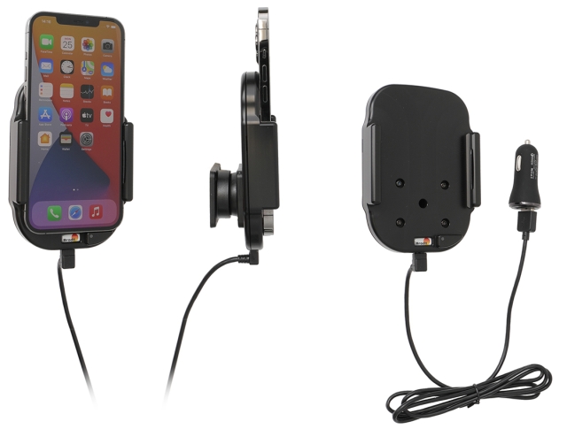 Brodit Qi trådlös aktiv mobilhållare med billaddare, Apple iPhone 12 Pro Max