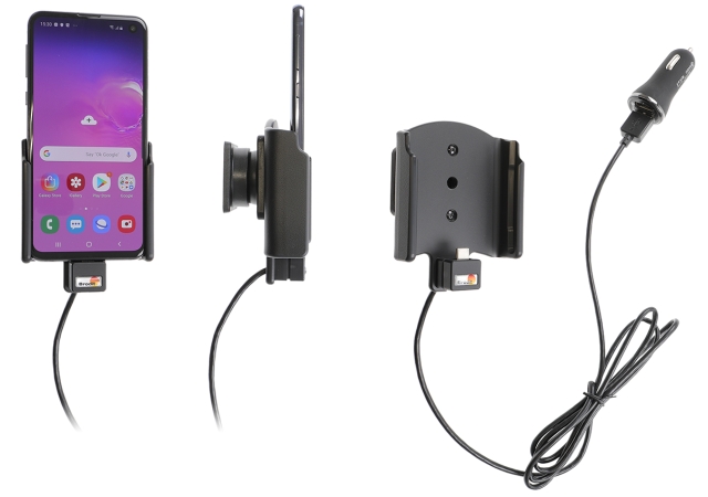 Brodit Aktiv hållare med USB-kabel och cigg-adapter, Samsung Galaxy S10e