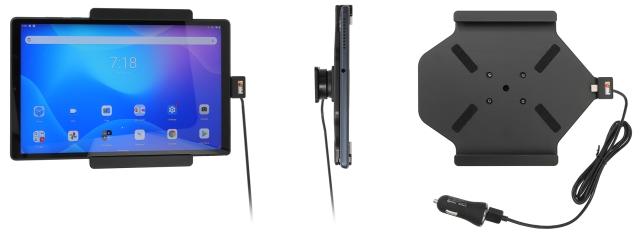 Brodit Aktiv hållare med USB-kabel och cigg-adapter, Lenovo Tab K10 TB-X6C6F