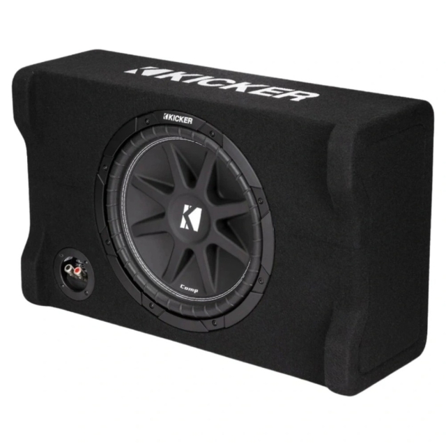 Kicker Comp CDF124, sluten nedåtriktad 12 tums baslåda, 4 ohm