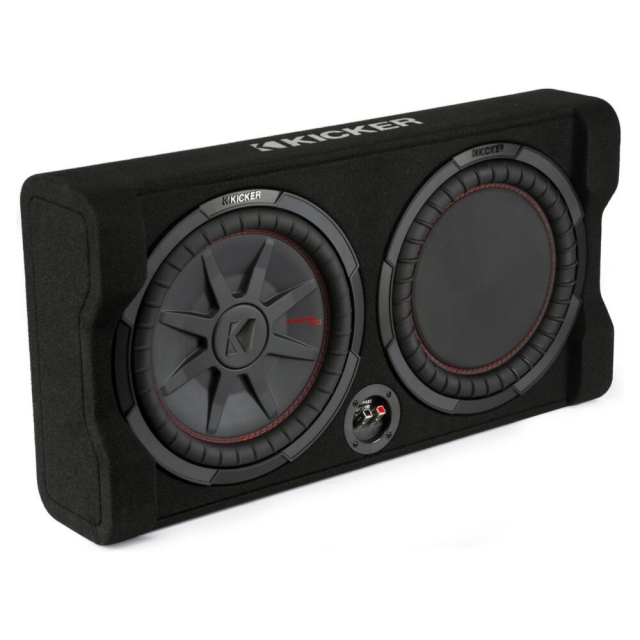 Kicker CompRT TRTP122, slimmad nedåtriktad 12 tums baslåda med passiv radiator, 2 ohm