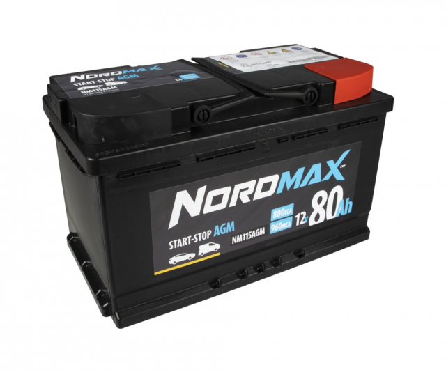 Nordmax AGM-batteri, 80Ah / 12V