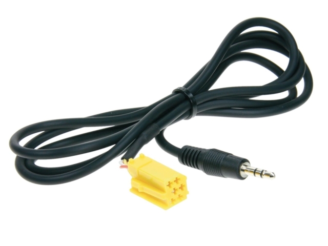 AUX In-adapter Alfa/Fiat Mini-ISO, gul
