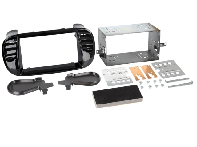 Monteringsram 2-DIN Fiat 500, piano black
