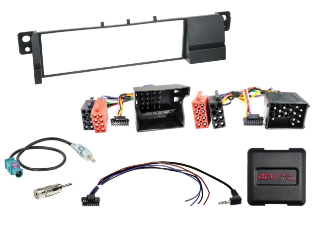 1-DIN Installationskit BMW 3-serie E46, Rattstyrning/antennadapter
