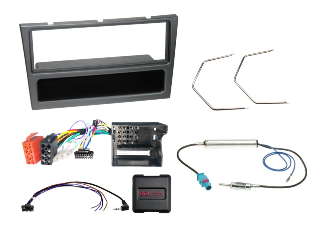 1-DIN Installationskit med prylfack Opel, charcoal