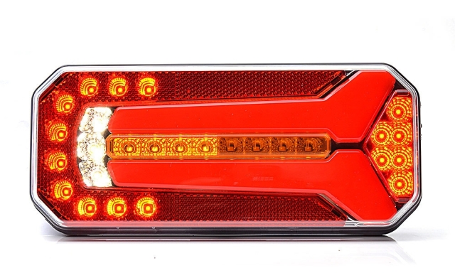 Strands Baklampa LED Universal 12-24V,5 Funktioner. Dynamisk Blinkers