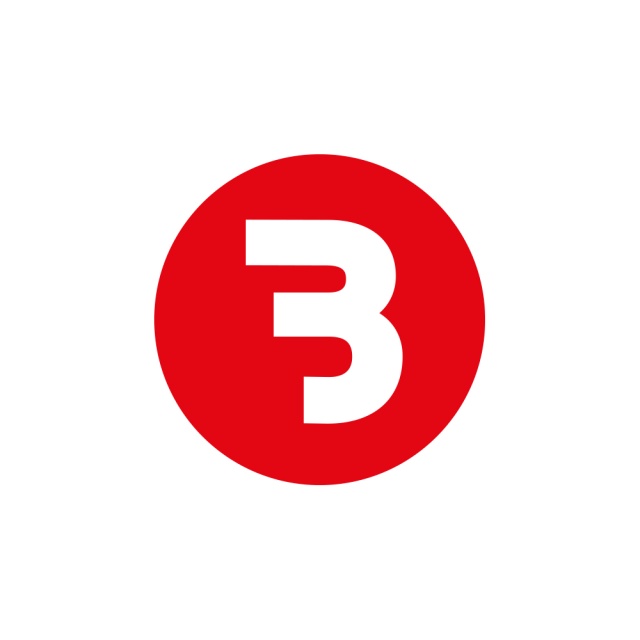 Bass Habit B-klistermärke 7x7cm, röd och vit