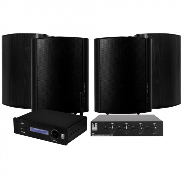 System One A50BT med SC4B högtalarväxel & DLS MB5i, 2 par svarta