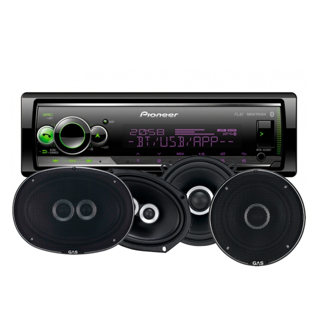 Pioneer DEH-S520BT & GAS Silver-Högtalare
