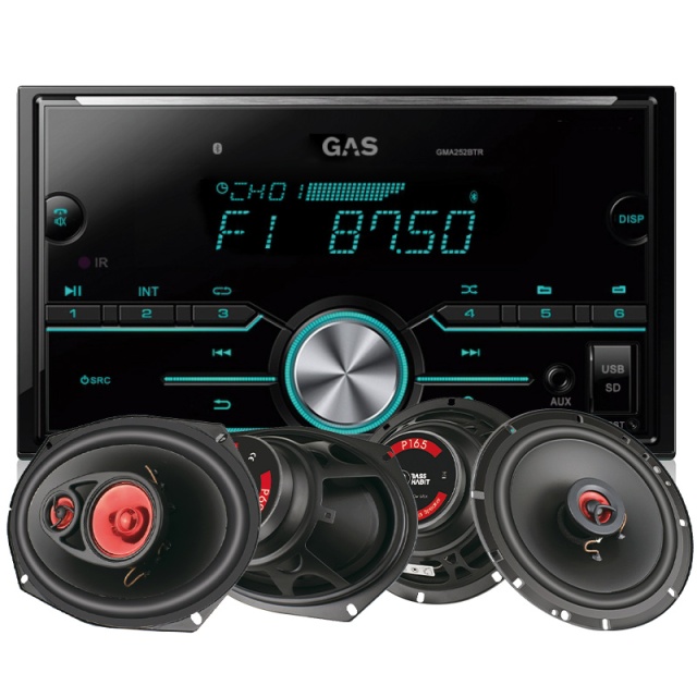 GAS GMA252BTR & 2par Bass Habit Play-högtalare