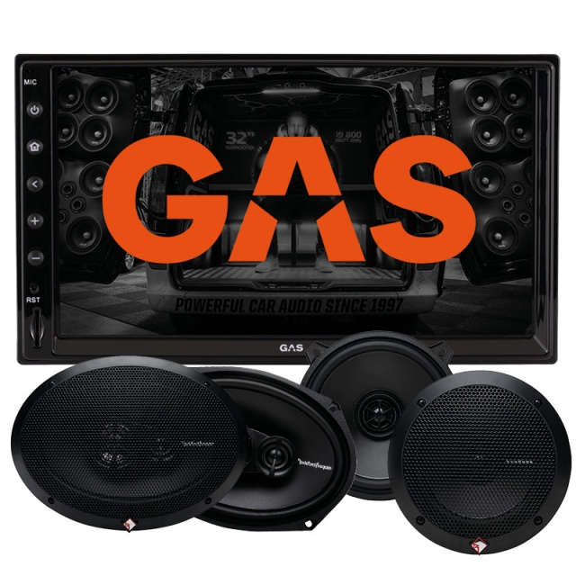 GAS GMV651BT & 2par Rockford Fosgate Prime-högtalare