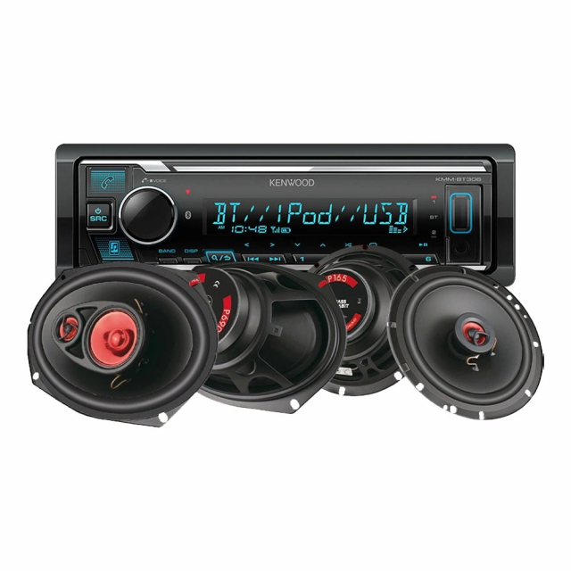 Kenwood KMM-BT309 & 2par Bass Habit PLAY-högtalare, bilstereopaket