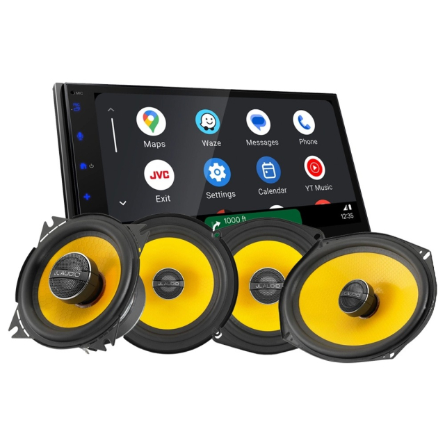 JVC KW-M695DBW med 2par JL Audio C1-koaxialhögtalare, bilstereopaket