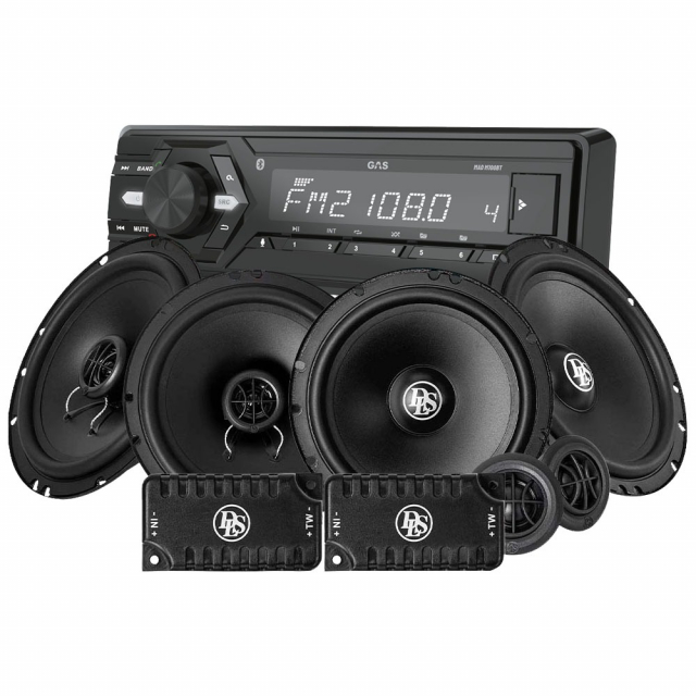 GAS MAD M100-BT med DLS fram- och bakhögtalare, bilstereopaket