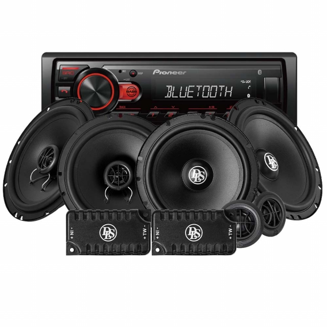 Pioneer MVH-230BT & DLS Kit fram- och koax baksystem, bilstereopaket