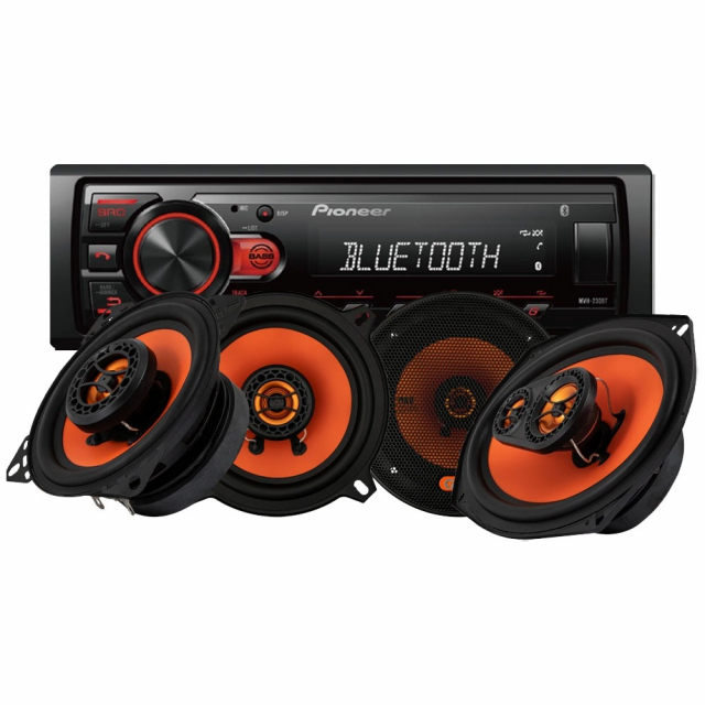 Pioneer MVH-230BT & 2par GAS MAD X1-högtalare, bilstereopaket