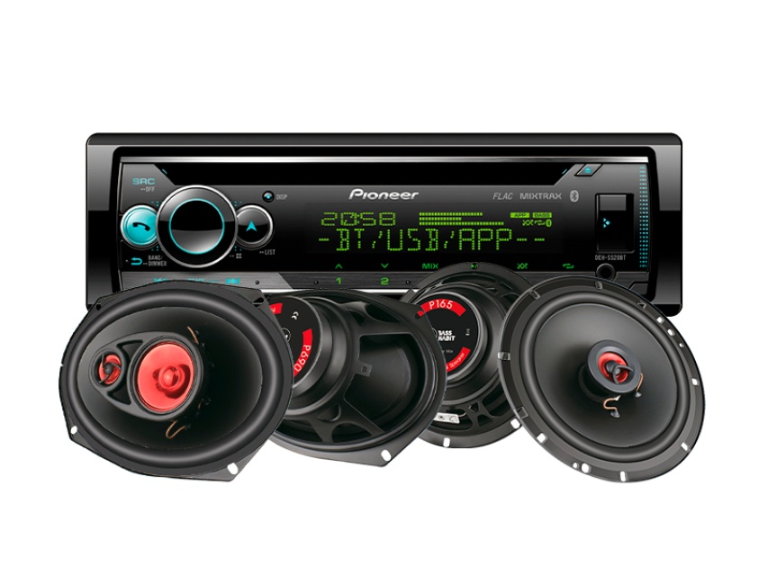 Pioneer MVH-S520BT & 2par Bass Habit Play-högtalare