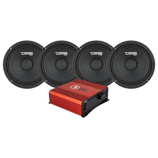 4-pack DS18 PRO-GM6.4 & Bass Habit SPL ELITE 225.4DF