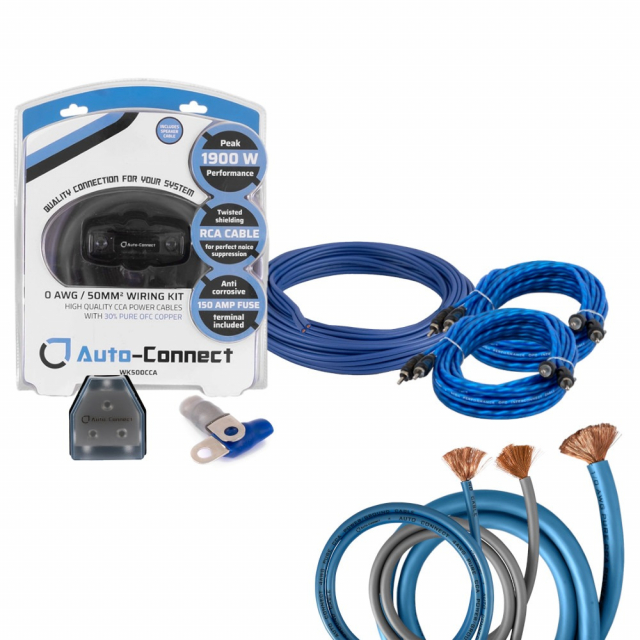 Auto-Connect kabelkit för 2 slutsteg, 50mm² mono & 20mm² 4-kanal
