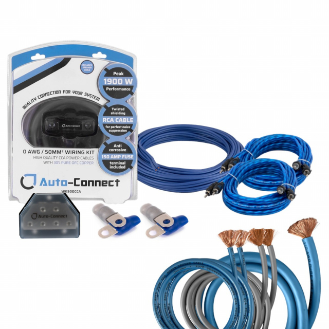 Auto-Connect kabelkit för 3 slutsteg, 50mm² mono & 2st 20mm² 2-kanal