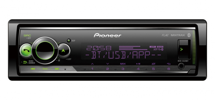 Pioneer MVH-S520BT, bilstereo med Bluetooth, USB/AUX och 3 par lågnivå i gruppen Bilstereo / Bilstereo enkeldin hos CD Bilradio (135MVHS520BT)