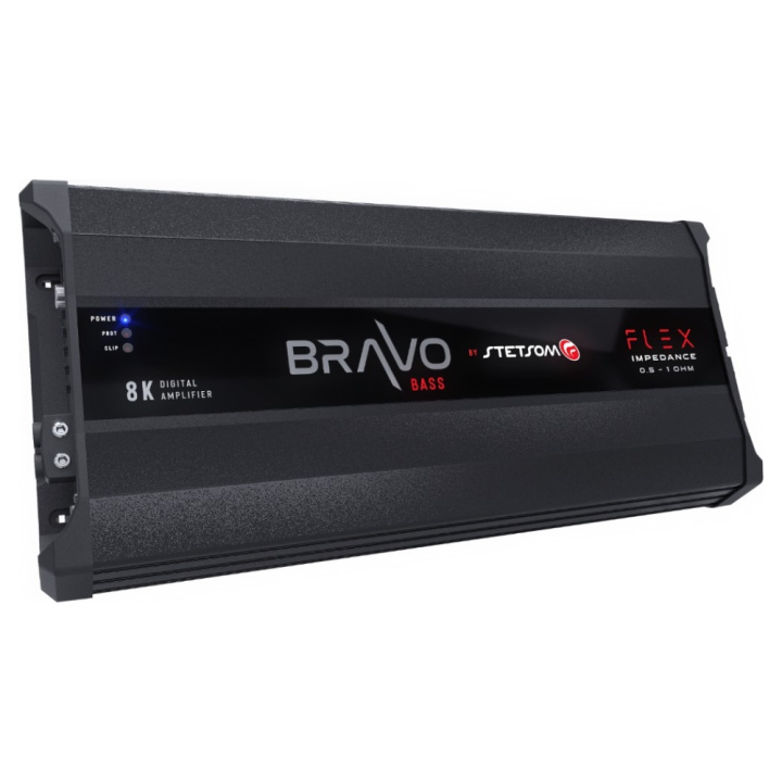 Stetsom BRAVO BASS Flex 8K 0.5~1 Ohm, monoblock i gruppen Slutsteg / 1 kanals / Mono hos CD Bilradio (160BRAVOFLEXBASS8K)