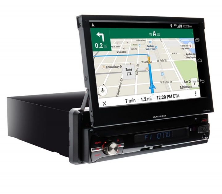 Macrom M-AN6560 bilstereo med motoriserad skärm, Android 10 & mer i gruppen Bilstereo / Bilstereo enkeldin hos CD Bilradio (175MAN6560)