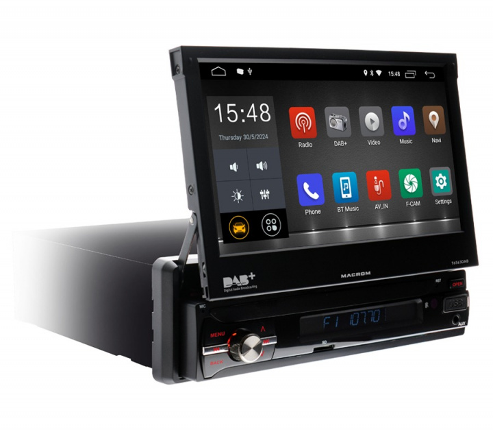 Macrom M-T6563DAB bilstereo med motoriserad skärm, Android 10 & mer i gruppen Bilstereo / Bilstereo enkeldin hos CD Bilradio (175MT6563DAB)