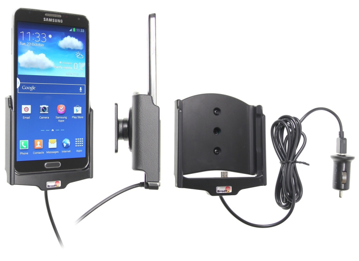 Brodit Aktiv hållare med USB-kabel och cigg-adapter, Samsung Galaxy Note 3 SM-N9005 i gruppen Smartphone i bil / Mobilhållare hos CD Bilradio (240521564)