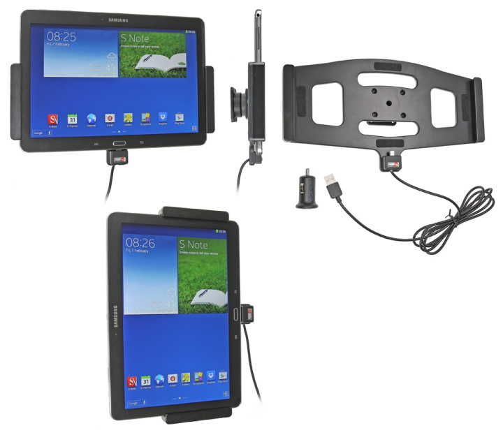 Brodit Aktiv hållare med USB-kabel och cigg-adapter, Samsung Galaxy Note 10.1 (2014 Edition) SM-P6000/SM-P6050 i gruppen Smartphone i bil / Mobilhållare hos CD Bilradio (240521598)