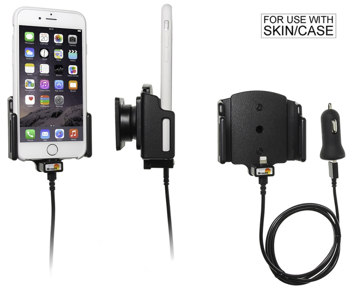 Brodit Aktiv hållare med USB-kabel och cigg-adapter, Apple iPhone 6/6S/7/8/SE 2nd Gen 2020/X/Xs i gruppen Smartphone i bil / Mobilhållare hos CD Bilradio (240521666)