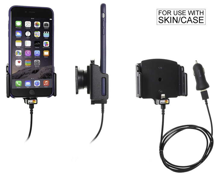 Brodit Aktiv hållare med USB-kabel och cigg-adapter, Apple iPhone 11/11 Pro/6 Plus/6S Plus/7 Plus/8 Plus/X/XR/Xs/Xs Max i gruppen Smartphone i bil / Mobilhållare hos CD Bilradio (240521667)