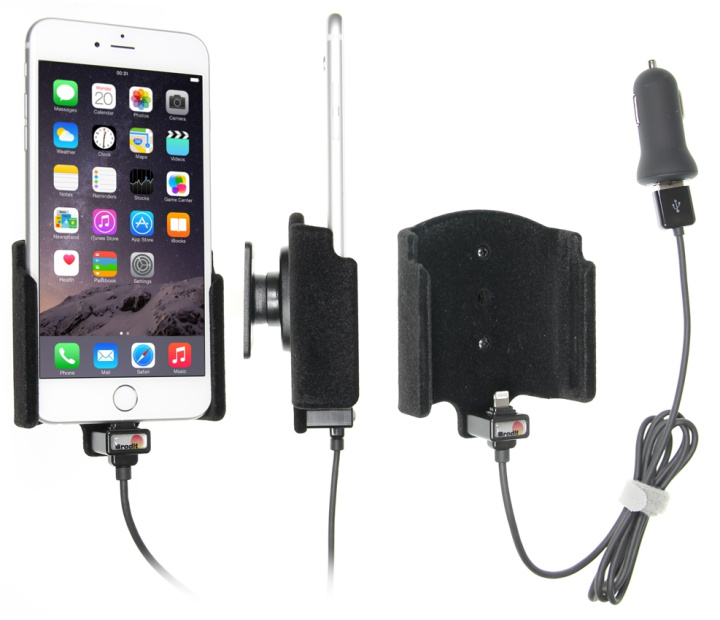 Brodit Aktiv hållare med USB-kabel och cigg-adapter, Apple iPhone 6S Plus/7 Plus/8 Plus/Xs Max i gruppen Smartphone i bil / Mobilhållare hos CD Bilradio (240521804)
