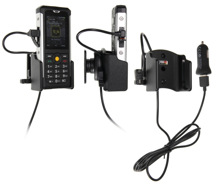Brodit Aktiv hållare med USB-kabel och cigg-adapter, CAT B100 i gruppen Smartphone i bil / Mobilhållare hos CD Bilradio (240521847)