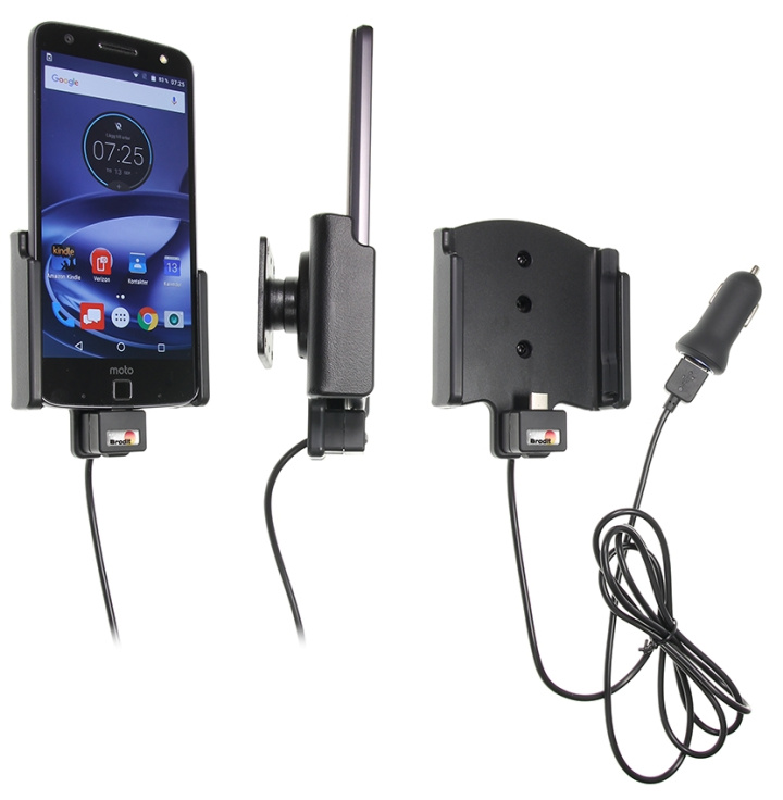 Brodit Aktiv hållare med USB-kabel och cigg-adapter, Motorola Moto Z Force Droid i gruppen Smartphone i bil / Mobilhållare hos CD Bilradio (240521912)