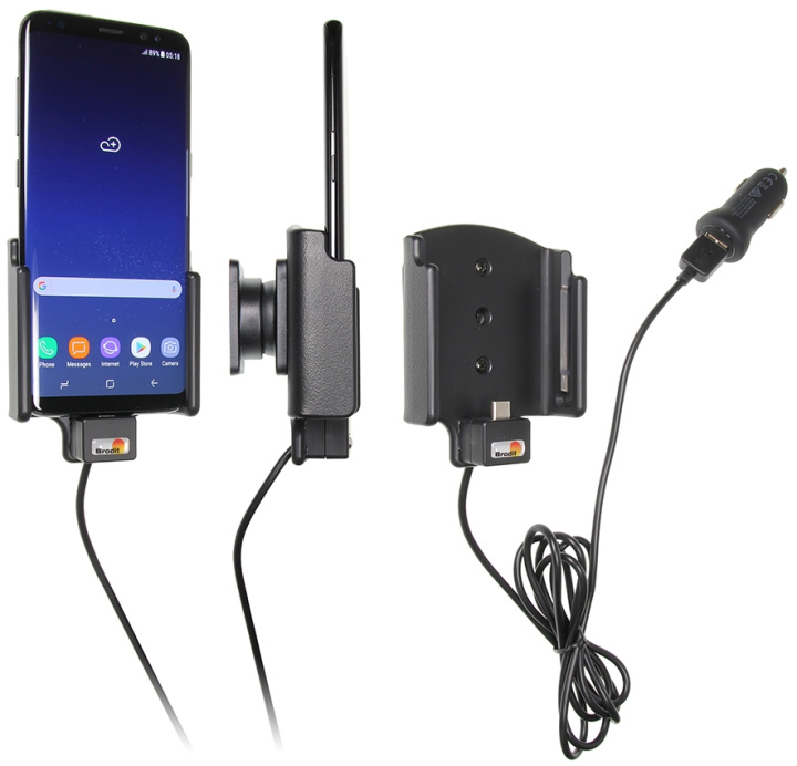 Brodit Aktiv hållare med USB-kabel och cigg-adapter, Samsung Galaxy S8 i gruppen Smartphone i bil / Mobilhållare hos CD Bilradio (240521966)