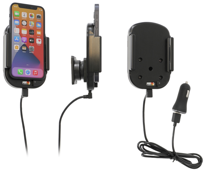 Brodit Qi trådlös aktiv mobilhållare med billaddare, Apple iPhone 12 Mini i gruppen Smartphone i bil / Tillbehör för mobilen hos CD Bilradio (240718234)