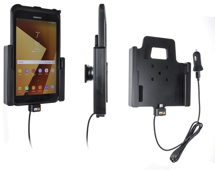 Brodit Aktiv hållare med USB-kabel och cigg-adapter, Samsung Galaxy Tab Active 2 SM-T390/SM-T395/3 SM-T570/SM-T575 i gruppen Smartphone i bil / Mobilhållare hos CD Bilradio (240721002)