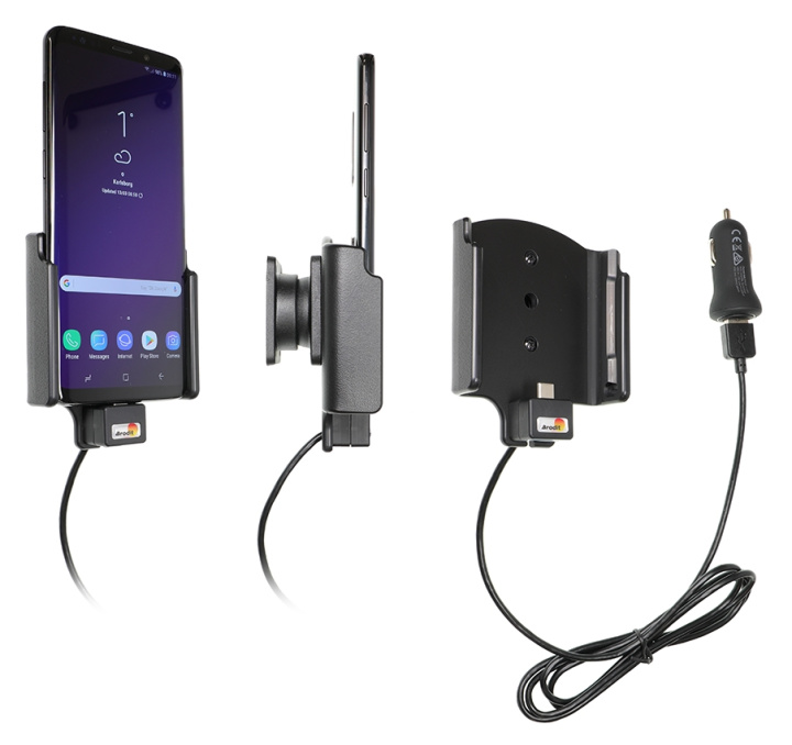 Brodit Aktiv hållare med USB-kabel och cigg-adapter, Samsung Galaxy S9+ i gruppen Smartphone i bil / Mobilhållare hos CD Bilradio (240721039)
