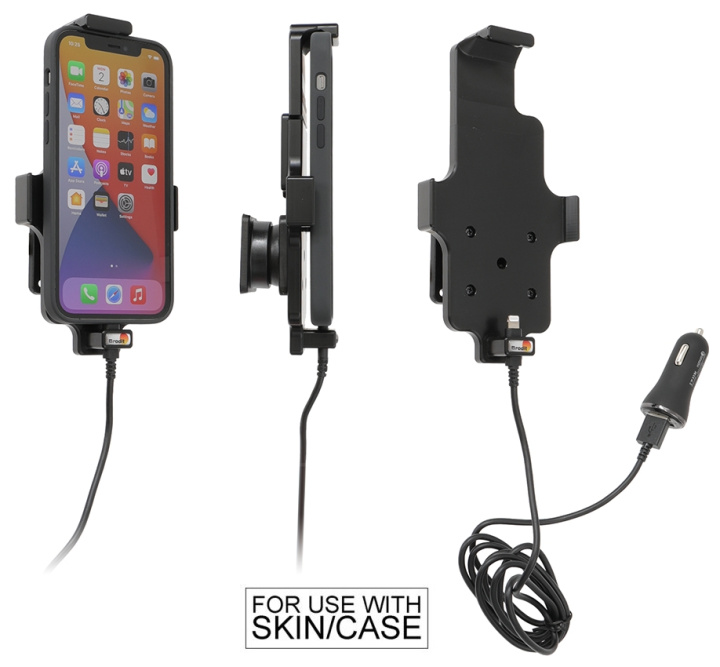 Brodit Aktiv hållare med USB-kabel och cigg-adapter, Apple iPhone 11/12/12 Pro/13/13 Pro/XR i gruppen Smartphone i bil / Mobilhållare hos CD Bilradio (240721091)