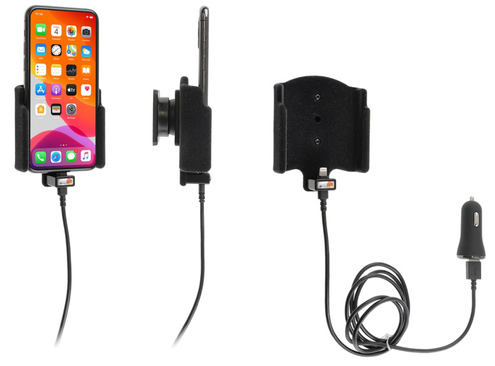 Brodit Aktiv hållare med USB-kabel och cigg-adapter, Apple iPhone 11 Pro i gruppen Smartphone i bil / Mobilhållare hos CD Bilradio (240721161)