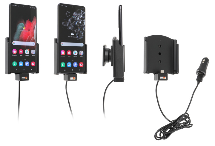 Brodit Aktiv hållare med USB-kabel och cigg-adapter, Samsung Galaxy S20 Ultra 5G (SM-G988B)/S21 Ultra 5G SM-G9988/DS i gruppen Smartphone i bil / Mobilhållare hos CD Bilradio (240721192)