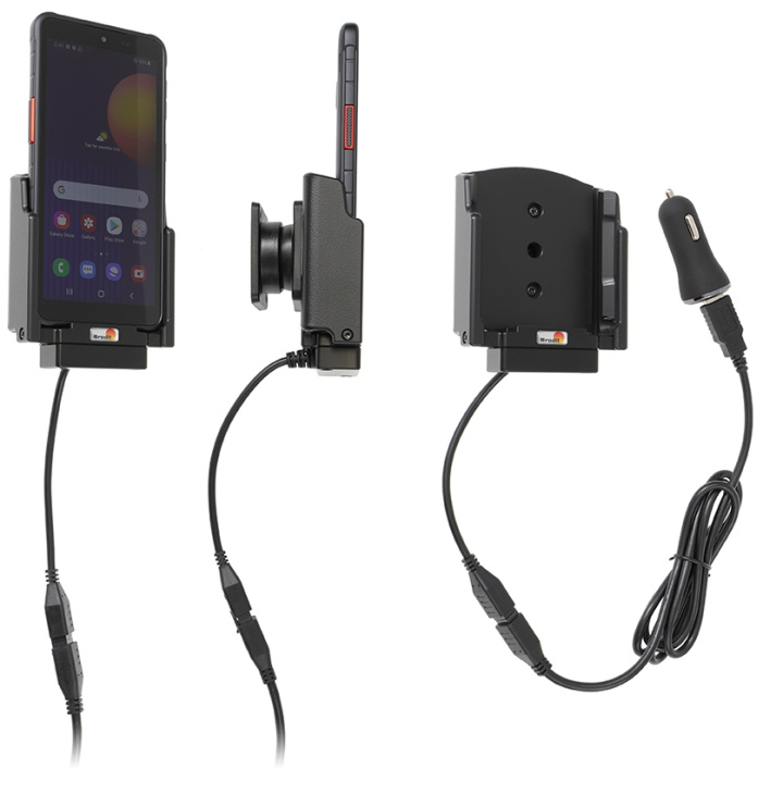 Brodit Aktiv hållare med USB-kabel och cigg-adapter, Samsung Galaxy Xcover 5 i gruppen Smartphone i bil / Mobilhållare hos CD Bilradio (240721243)