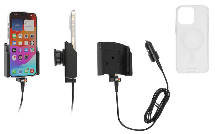 Brodit Mobilskal med Aktiv hållare och billaddare, Apple iPhone 15 Pro Max i gruppen Smartphone i bil / Mobilhållare hos CD Bilradio (240721396)