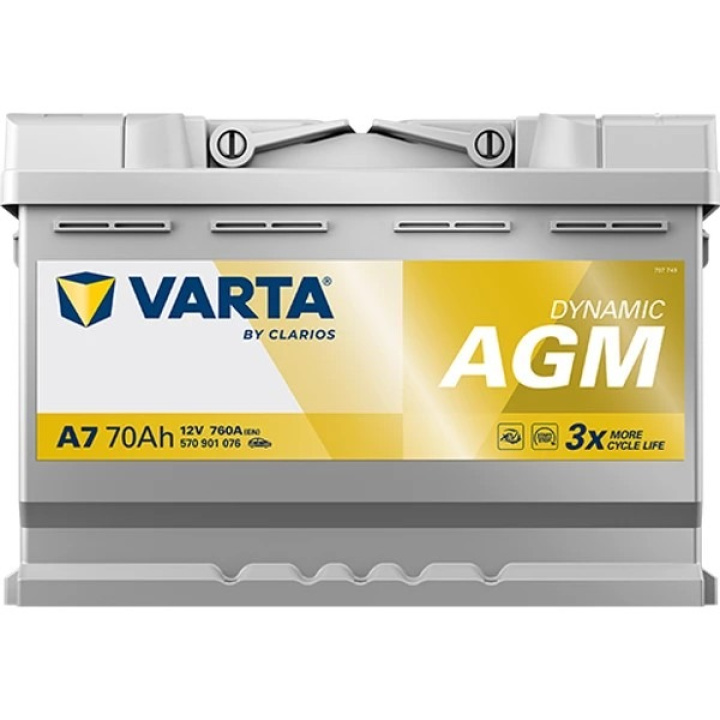 Varta Dynamic AGM 760A 70Ah, startbatteri i gruppen Tillbehör / Batteri och batteritillbehör hos CD Bilradio (418A7)