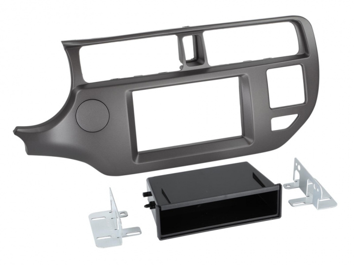 Monteringsram 2-DIN med prylfack Kia Rio, antracit i gruppen Modellanpassat / Kia / Rio / Rio 2012-2014 hos CD Bilradio (700281178291)