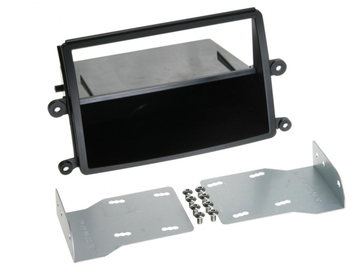 Monteringsram 2-DIN med prylfack, Mitsubishi L200 2006-2015, svart i gruppen Modellanpassat / Mitsubishi / L200 hos CD Bilradio (70028120007)
